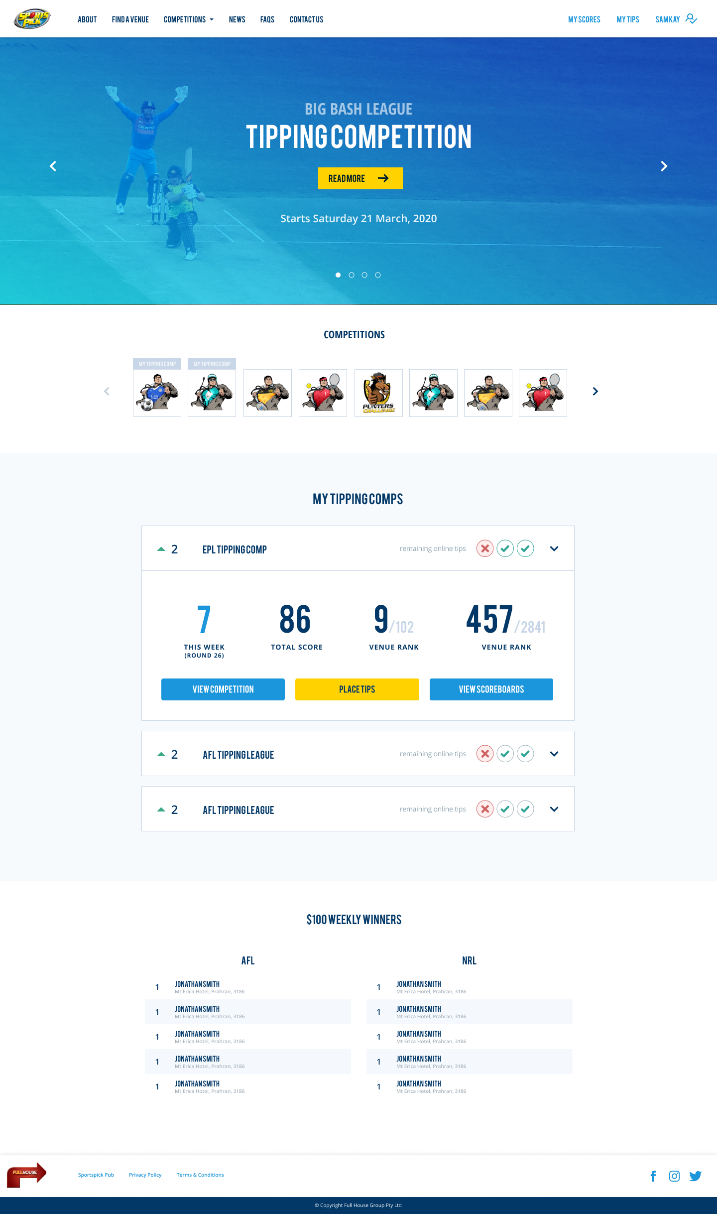 Sports Pick — Homepage